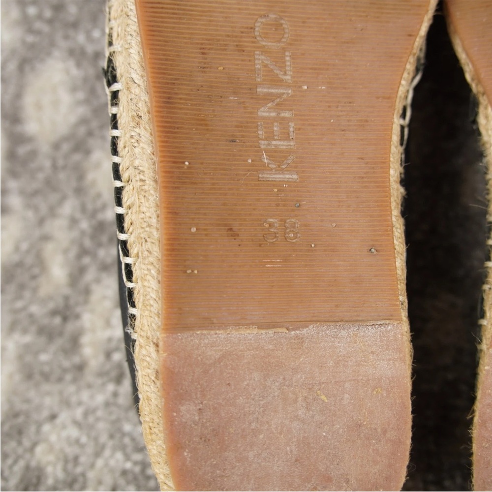 Kenzo Classic Tiger Head Canvas Leather Espadrille Womens EU 38 US 7 Black - Picture 8 of 12